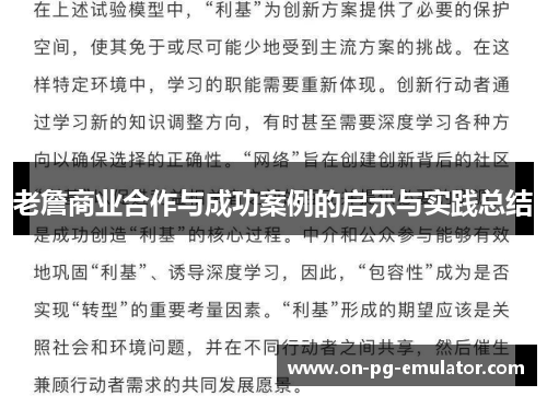 老詹商业合作与成功案例的启示与实践总结